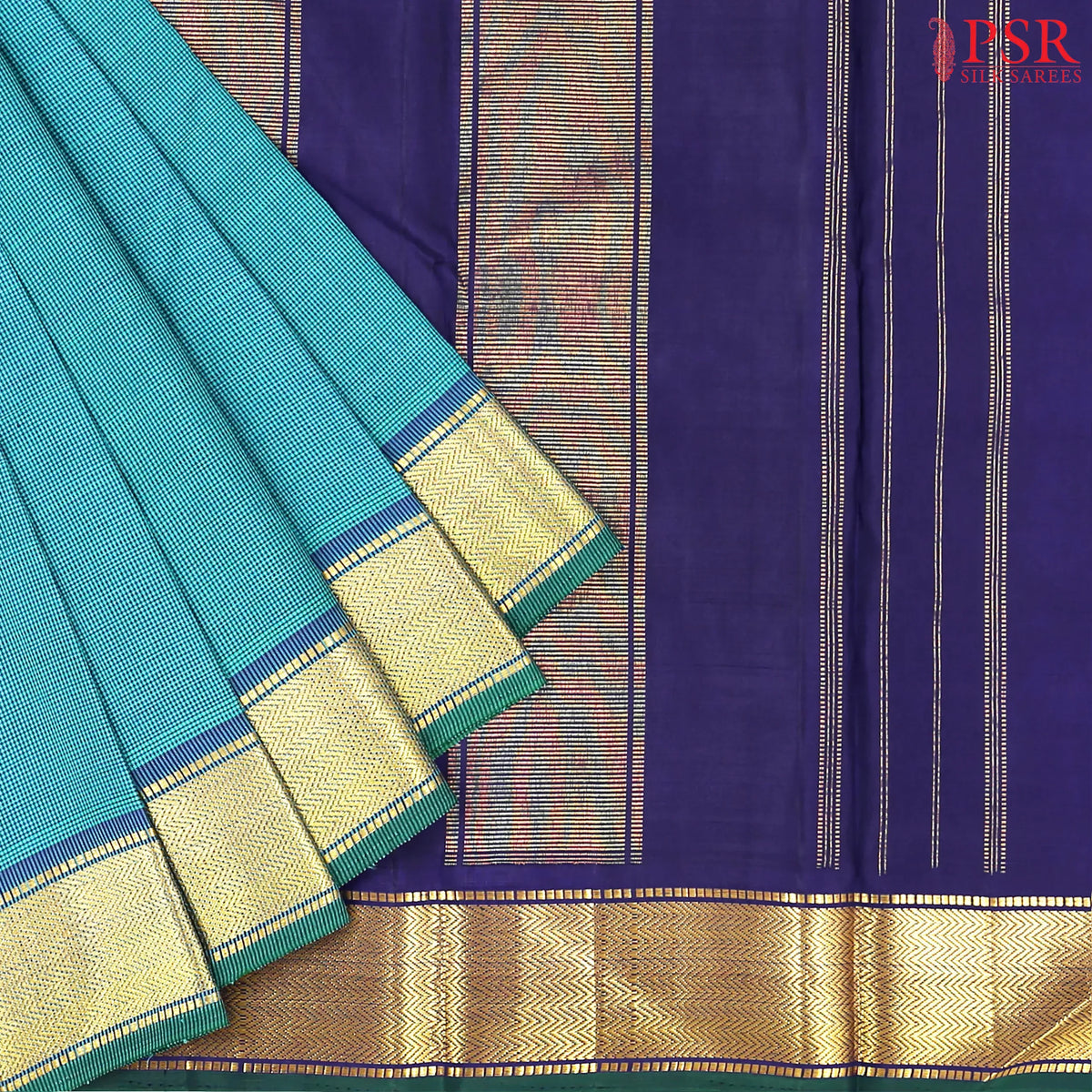 Teal Blue Kanchipuram Silk Saree