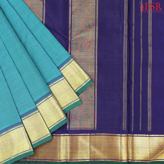 Teal Blue Kanchipuram Silk Saree