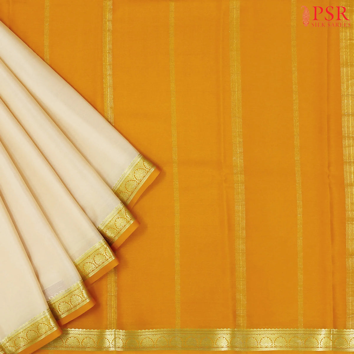 Beige Mysore Silk Saree