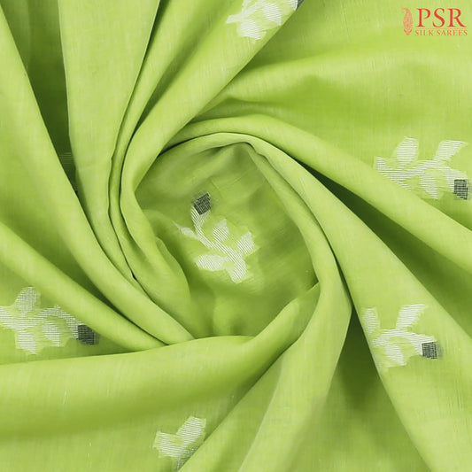 Chartreuse Green Byloom Cotton Saree