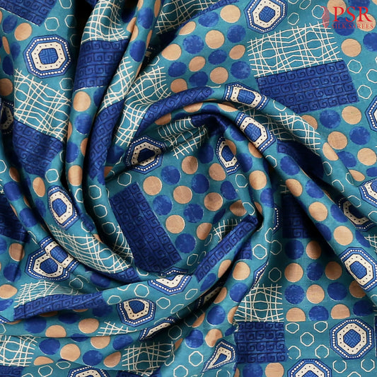 Dark Turquoise Blue Chanderi Silk Cotton Saree