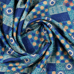 Dark Turquoise Blue Chanderi Silk Cotton Saree