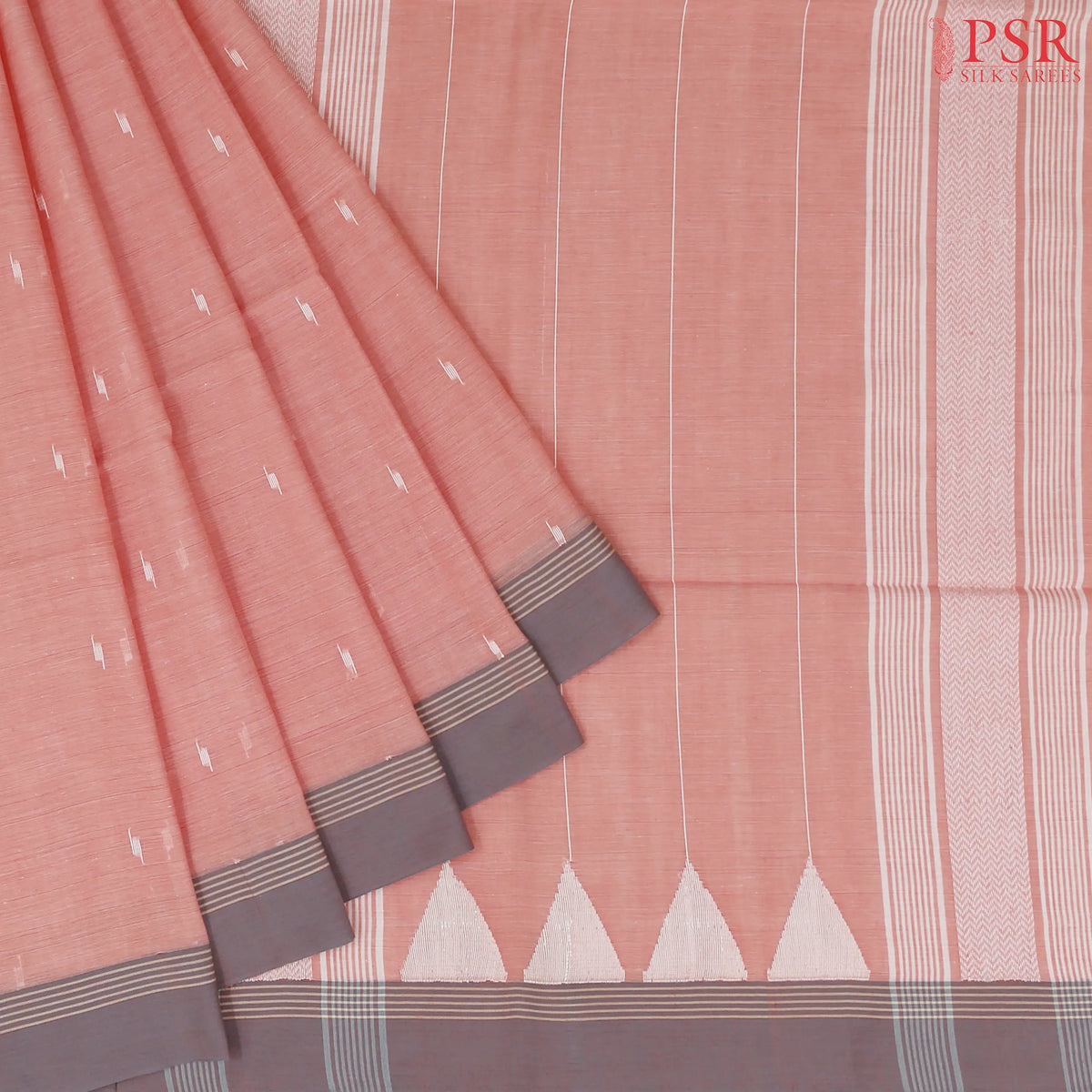 Peach Byloom Cotton Saree