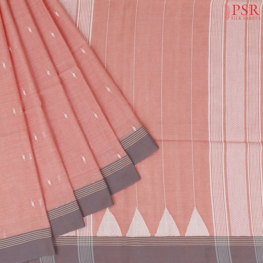 Peach Byloom Cotton Saree