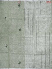 Light Green Linen Embroidery Saree