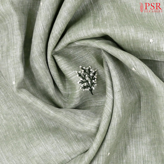 Light Green Linen Embroidery Saree