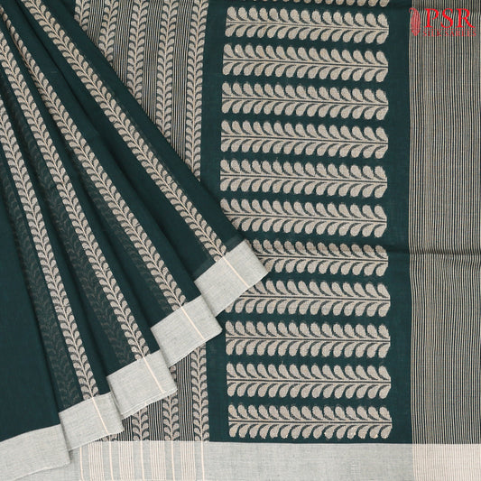 Bottle Green Byloom Cotton Saree