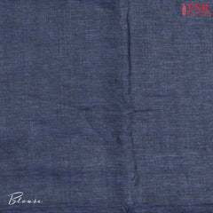 Dark Blue Linen Embroidery Saree