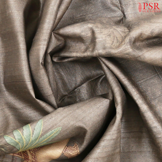 Taupe Brown Kadhi Tussar Silk Saree