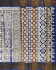 Light Grey & Yale Blue Kadhi Tussar Silk Saree