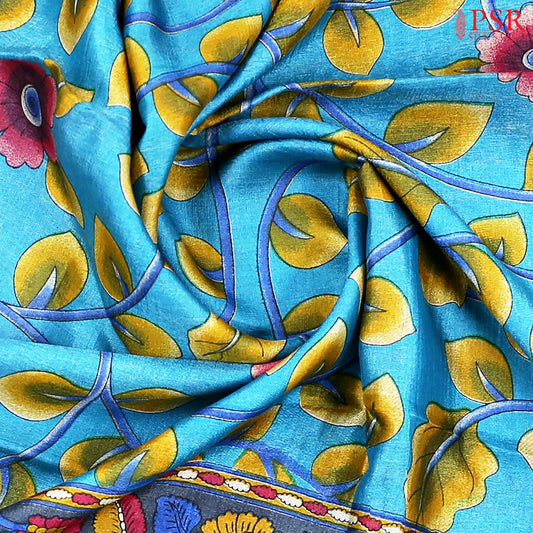 Cerulean Blue Kadhi Tussar Silk Saree