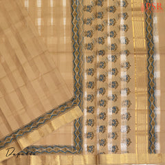 Camel Brown Mangalagiri Cotton Handloom Dress Material