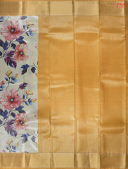 Beige Printed Tissue Art Silk Saree