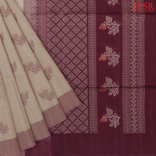 Tan Silk Cotton Saree