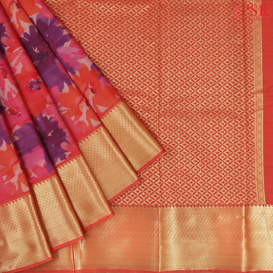 Pink Printed Art Silk