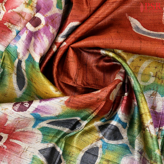 Green & Olive Kadhi Ghicha Tussar Silk Saree