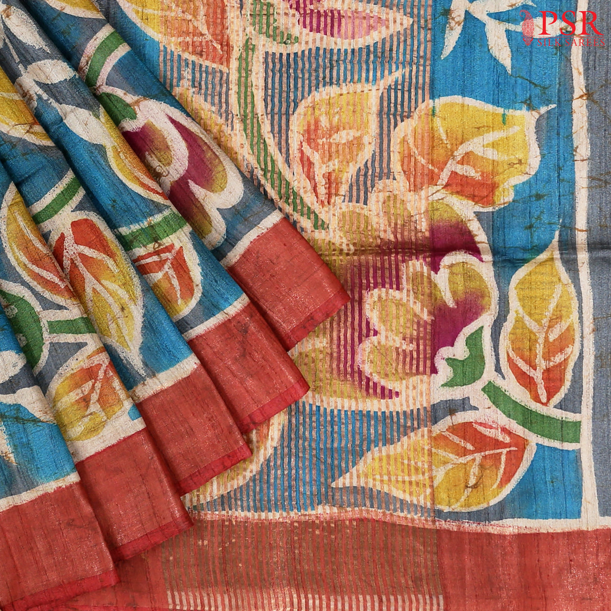 Bondi Blue Kadhi Ghicha Tussar Silk Saree