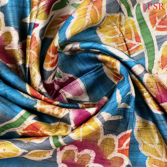 Bondi Blue Kadhi Ghicha Tussar Silk Saree