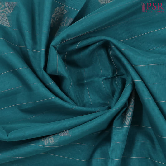Peacock Blue Silk Cotton Saree