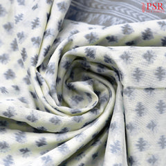 Beige & Green Silk Cotton Cut Work Saree