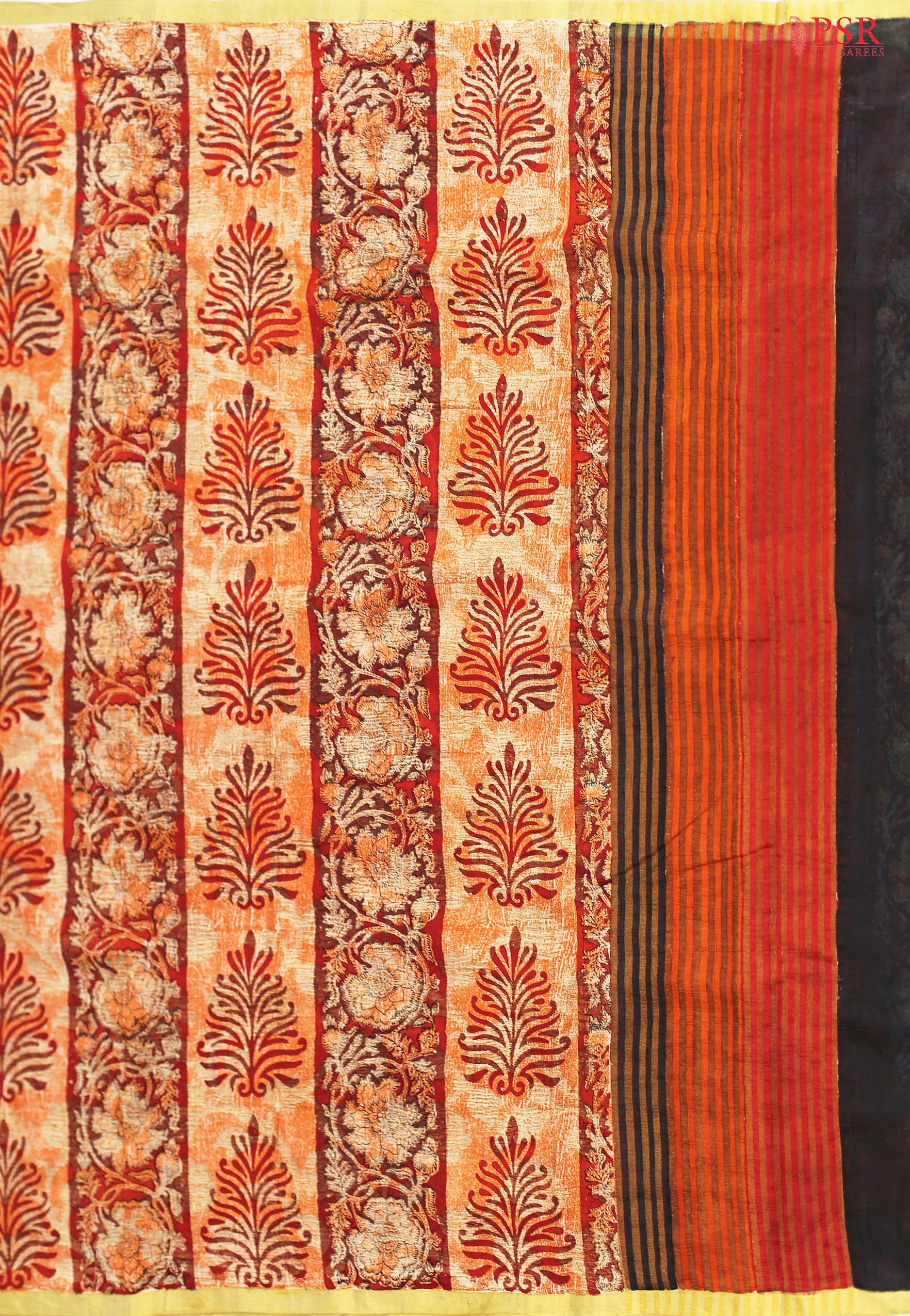 Crimson & Saffron Dupion Tissue Silk Saree