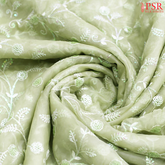Pastel Pistachio Laser Embroidery Saree