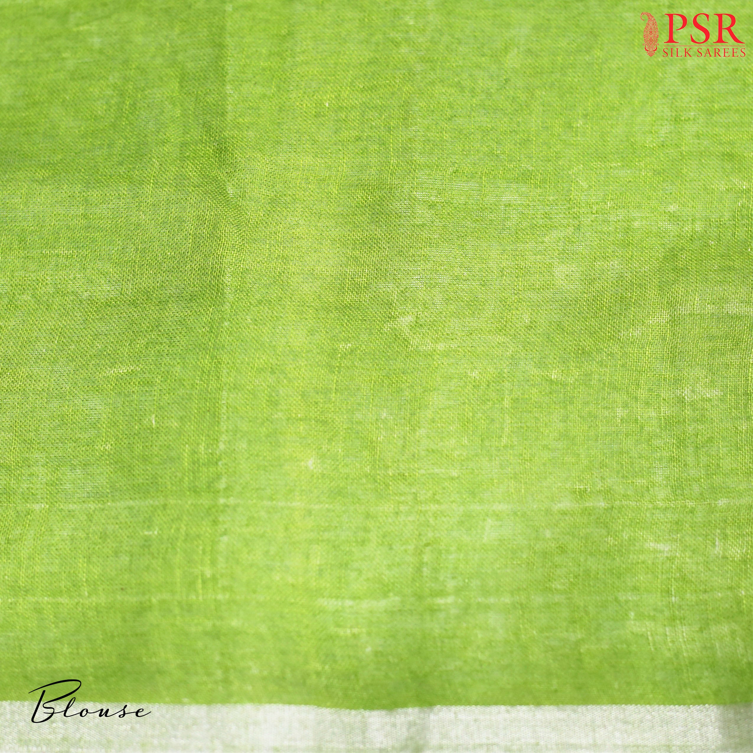 Conifer Green Pure Linen Saree