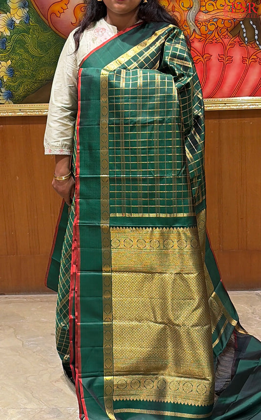 Dark Green Kanchipuram Silk Saree