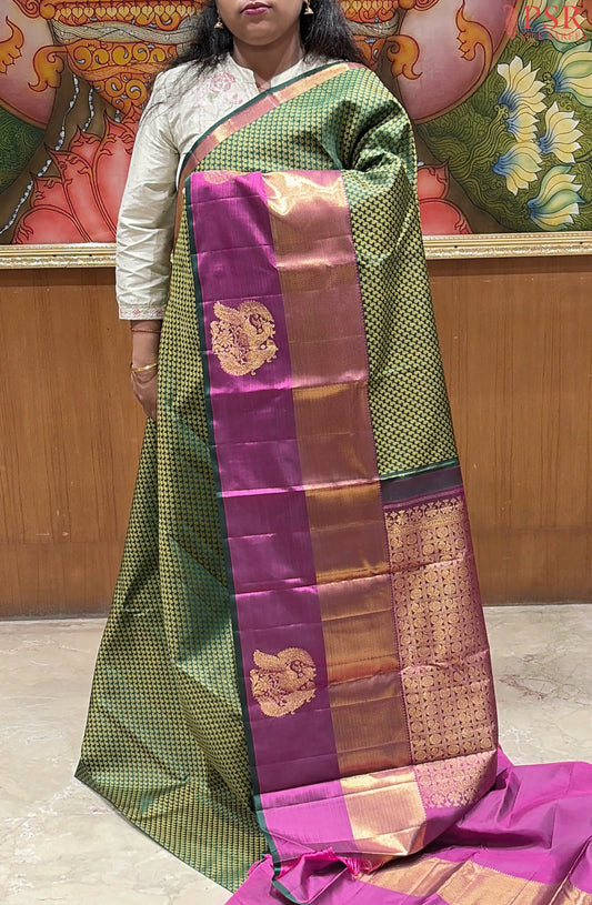 Dark Green Kanchipuram Silk Saree