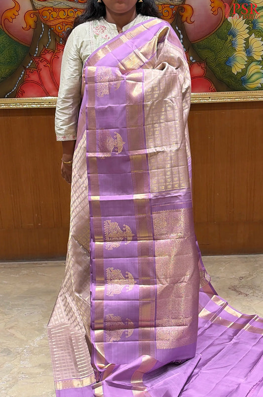 Light Mauve Pink Kanchipuram Silk Saree