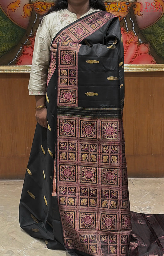 Black Kanchipuram Silk Saree