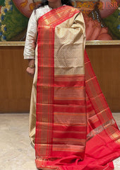 Beige Kanchipuram Silk Saree