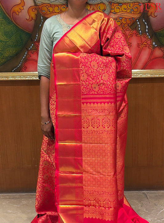 Red Kanchipuram Jacquard Silk Saree