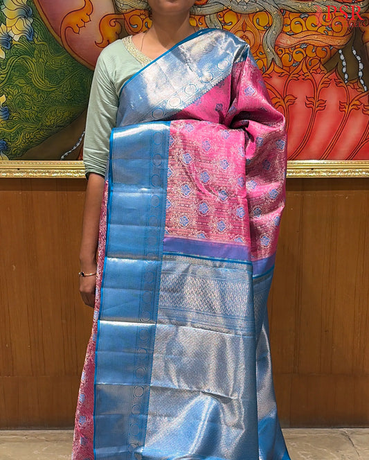 Dark Mulberry Pink Kanchipuram Silk Saree