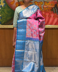 Dark Mulberry Pink Kanchipuram Silk Saree