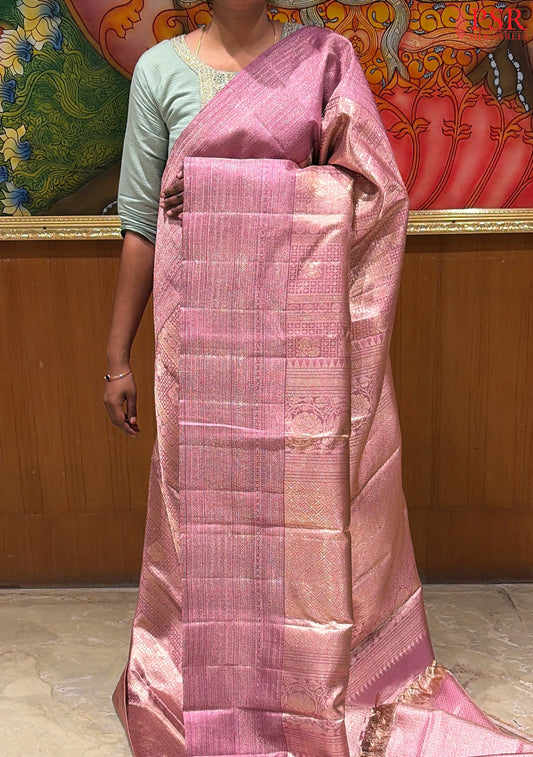 Copper Purple Kanchipuram Jacquard Silk Saree