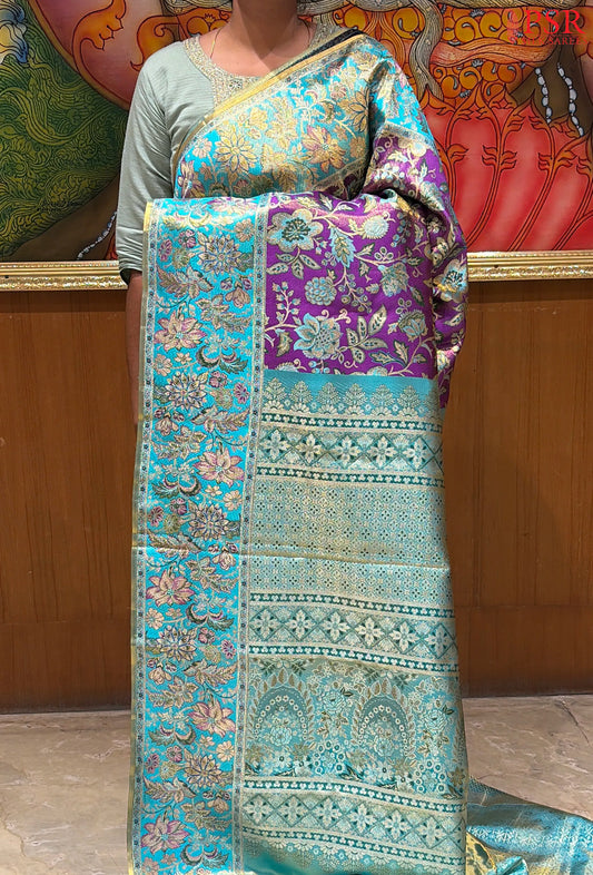 Violet Kanchipuram Jacquard Tissue Silk Saree