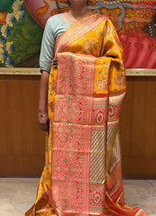 Mustard Yellow Kanchipuram Jacquard Tissue Silk Saree