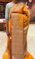 Dark Mustard Yellow Kanchipuram Jacquard Silk Saree
