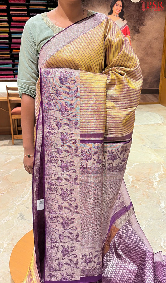 Mellow Yellow Kanchipuram Jacquard Silk Saree