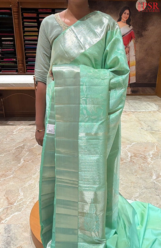 Pastel Green Kanchipuram Jacquard Silk Saree