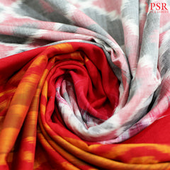 Grey & Red Ikkat Cotton Saree
