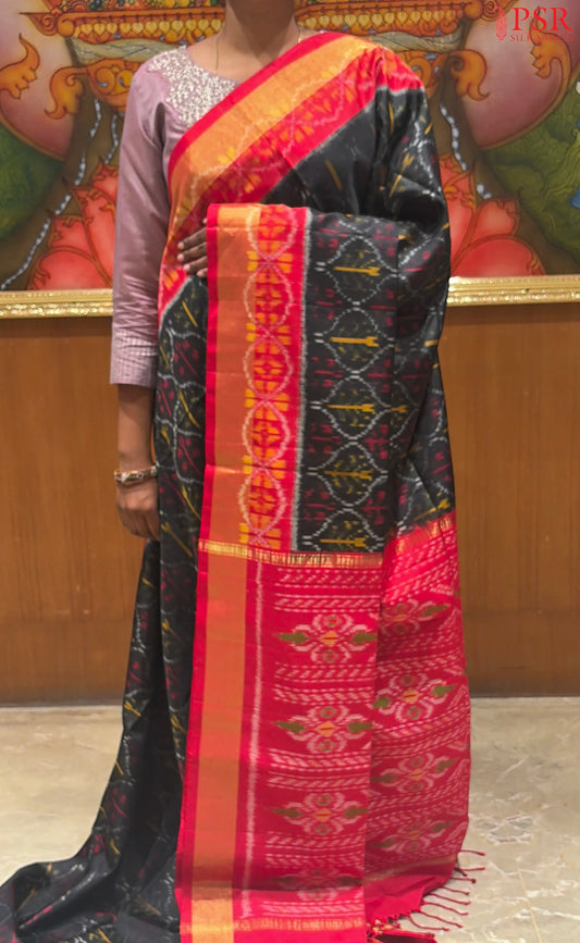 Black Pochampally Soft Silk Saree