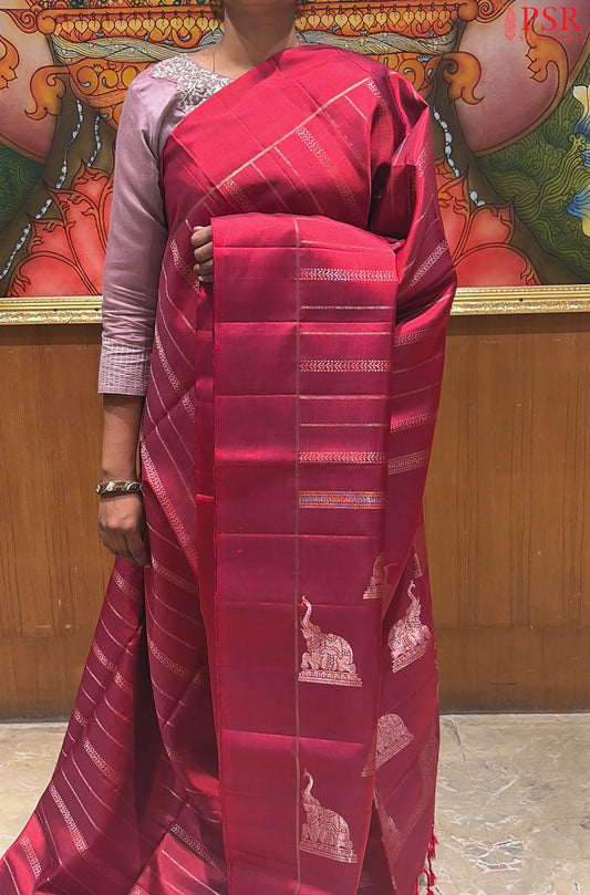Faul Red Soft Silk Saree