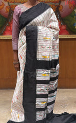 Daisy White Pochampally Silk Saree