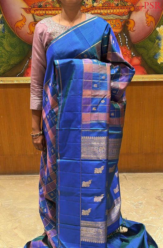 French Blue Kanchipuram Silk Saree