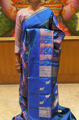 French Blue Kanchipuram Silk Saree