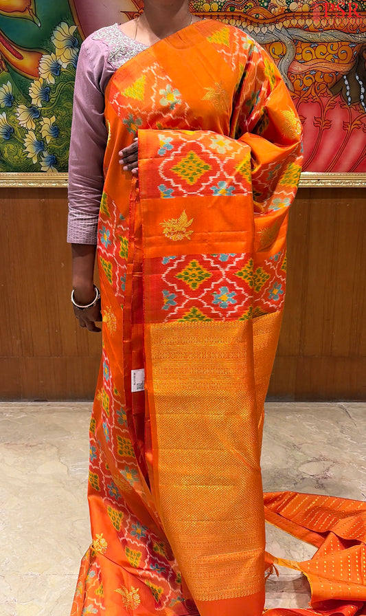 Pumpkin Orange Kanchipuram Silk Saree