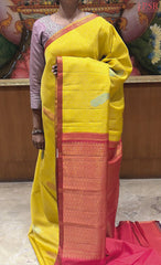 Amber Yellow Kanchipuram Silk Saree