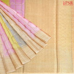 Peach Shaded Banaras Silk Cotton Cut Work Saree